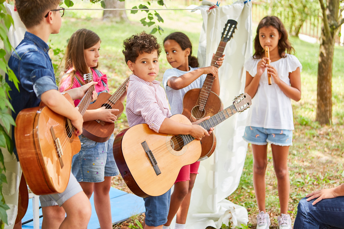 Children's Band with Guitars at the Talent Show